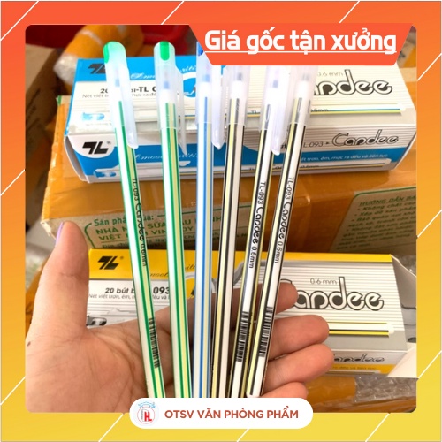 Bút nến THIÊN LONG, bút bi CANDEE đầu bi 0.6mm TL093 mực xanh, đen, mực đều cầm êm chắc chắn hàng chính hãng cao cấp