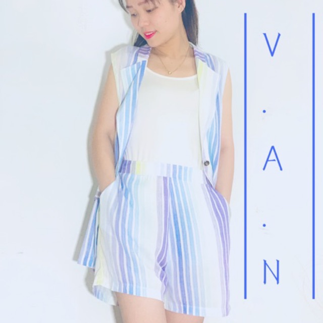 Set đồ công sở áo vải giả vest năng động TẶNG KÈM áo hai dây 50-75kg