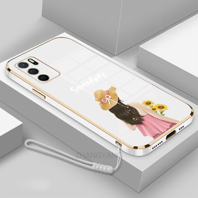 ốp lưng oppo a16 Ốp Điện Thoại TPU Silicon Viền Mạ Màu Hình Cô Gái Xinh Đẹp Cho oppo a16