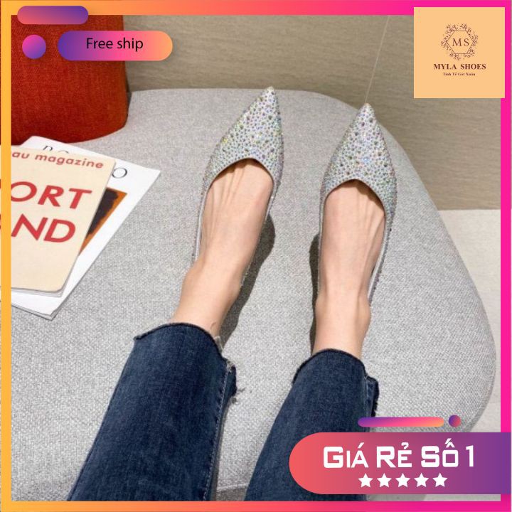 MYLA SHOES - Giày Búp Bê Kim Tuyến Đính Đá Sang Trọng VNXK