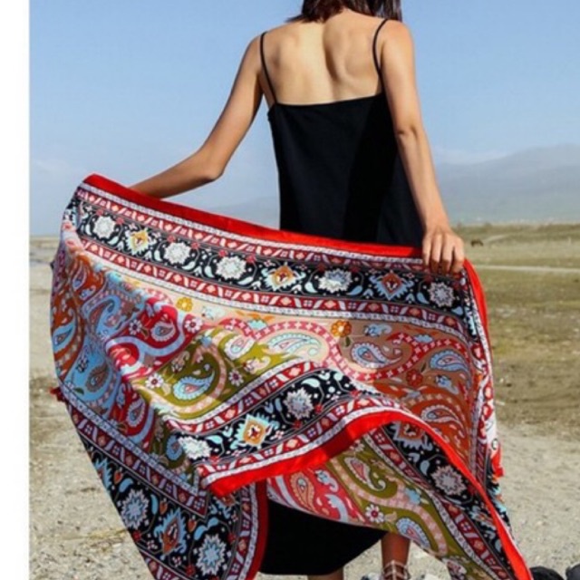 Khăn choàng du lịch biển khăn choàng boho in hoạ tiết thổ cẩm