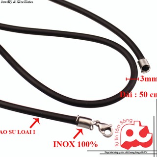 [39k] Dây chuyền cao su đen inox