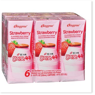 Sữa dâu binggrae hàn quốc - lốc 6 hộp