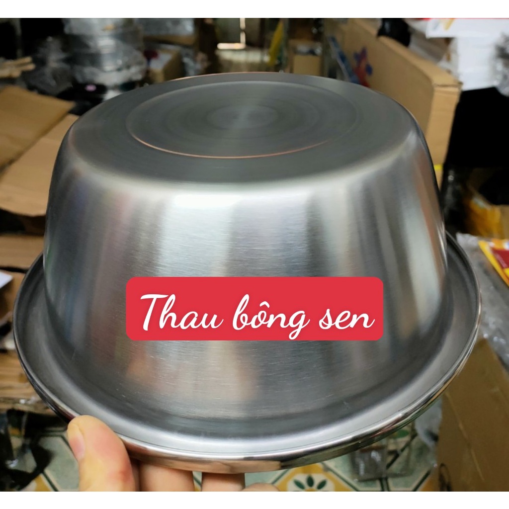 Thau, thố trộn Bông sen loại sâu lòng bằng inox cao cấp