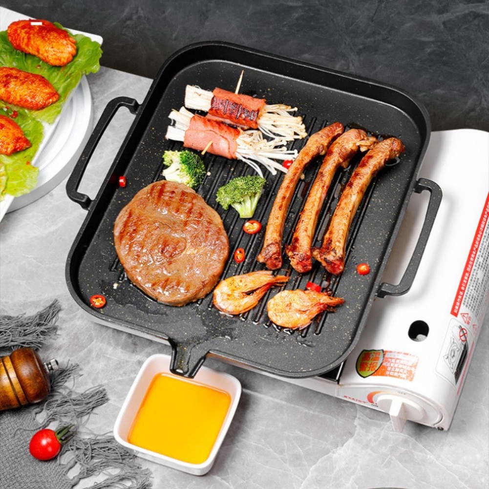 Chảo Nướng Bếp Từ Hàn Quốc Chảo Nướng Vuông Chảo Nướng Chống Dính Không Khói Teppanyaki Cyn
