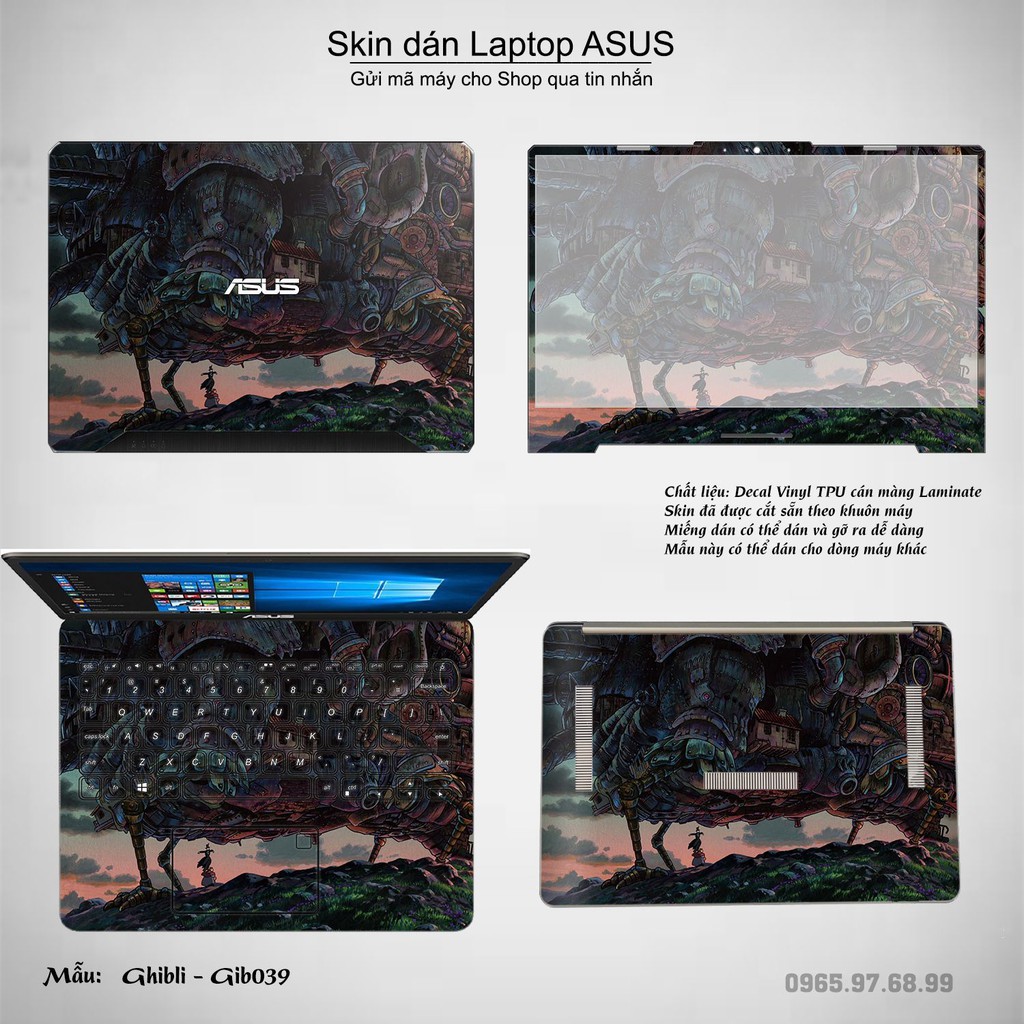 Skin dán Laptop Asus in hình Ghibli Nhật Bản (inbox mã máy cho Shop)