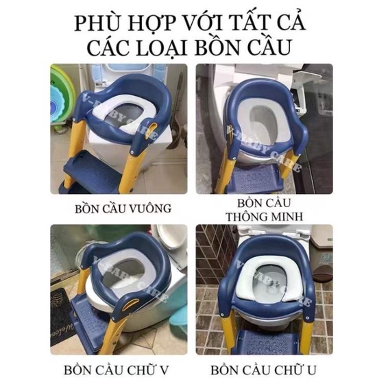 Thang bô vệ sinh V-BABY W1 có nắp thu nhỏ bồn cầu gấp gọn tiện lợi dùng cho bé trai và bé gái có sẵn tay vịn đi kèm