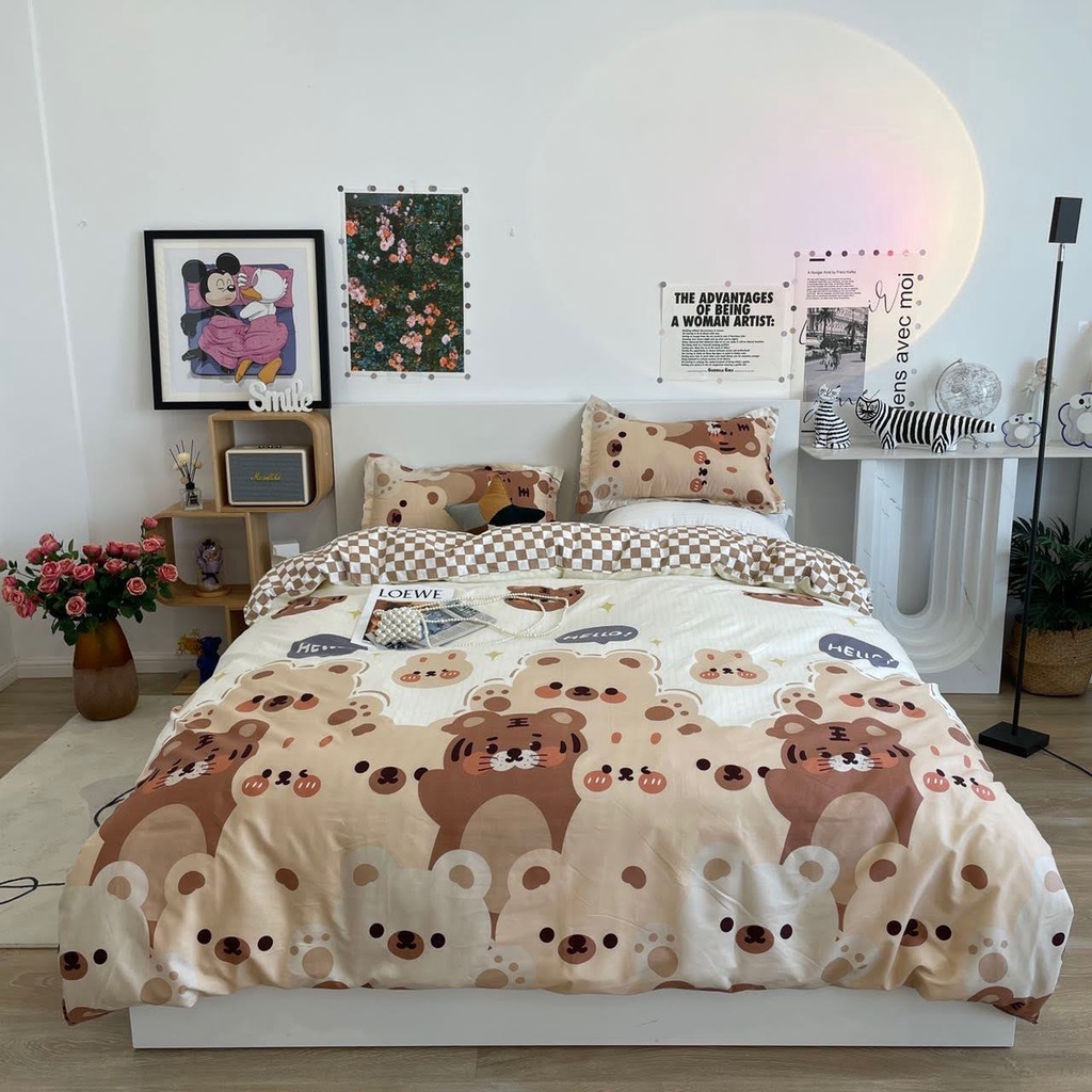 Bộ cotton poly chăn ga 4 món