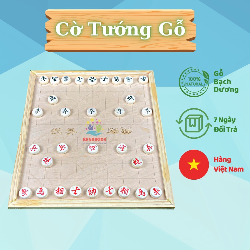 (Siêu To) Bàn Cờ Tướng Gỗ Bạch Dương Đẹp Giá Rẻ Kèm Quân Cờ Size 37x43cm