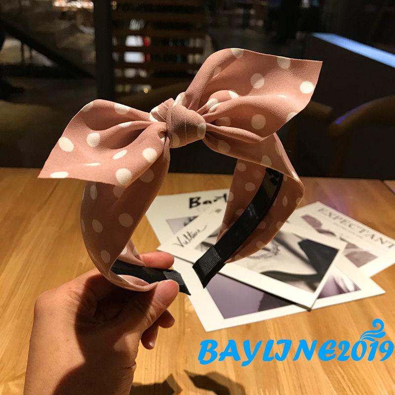 Băng Đô Thắt Nơ Họa Tiết Chấm Bi Dễ Thương Cho Nữ