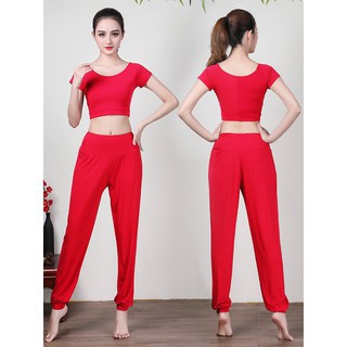 Bộ Alibaba Tập Yoga Zumba GUME Màu Đỏ Chất Cotton Lạnh Co Giãn 4 Chiều