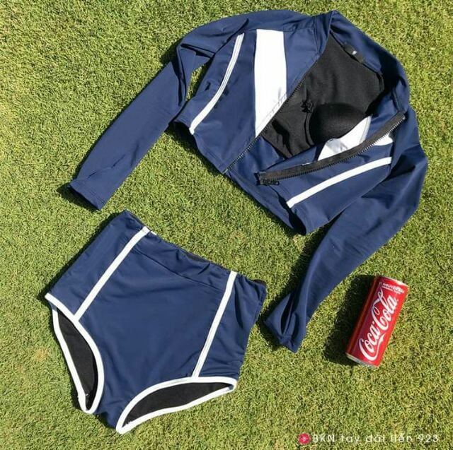 Bikini dài tay kẻ viền HOT TREND quần cạp cao gen bụng mã 923 - Hàng xịn, giá tốt | BigBuy360 - bigbuy360.vn