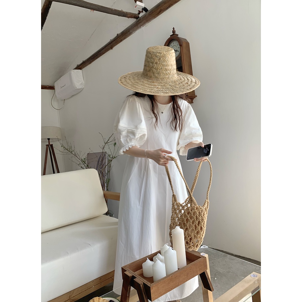 Đầm Ren Lưng Cao Ngắn Tay Thời Trang Đơn Giản 49530