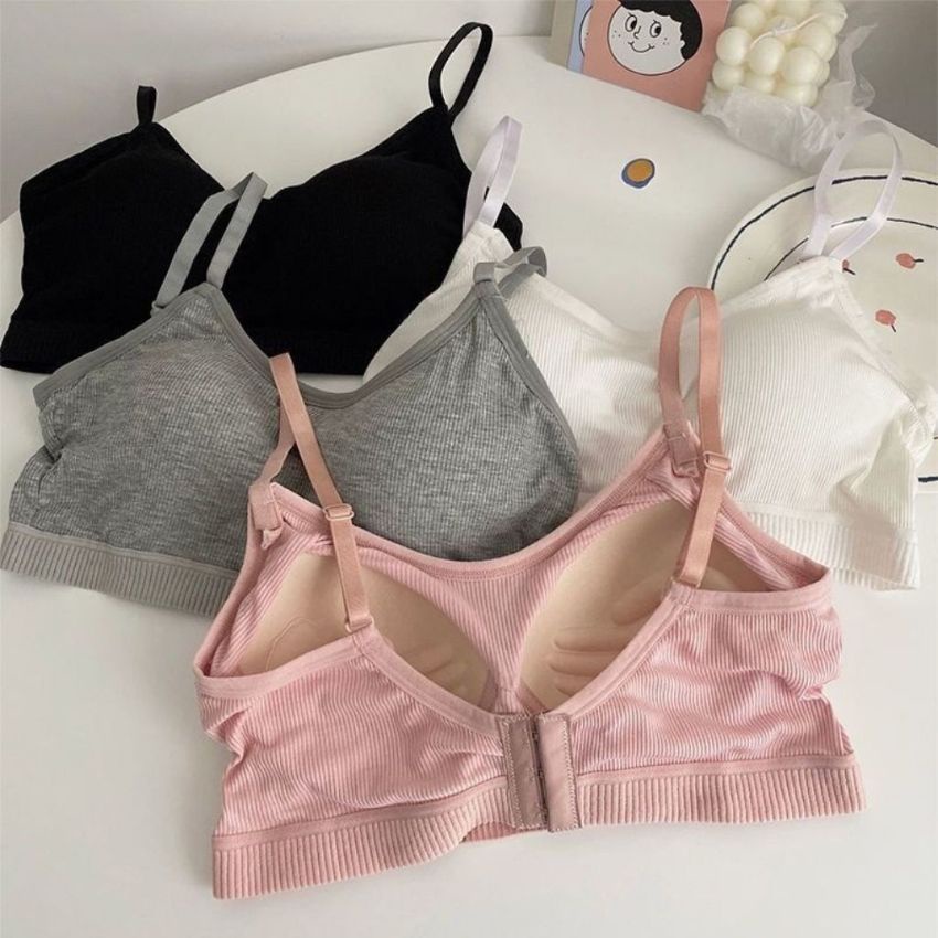 Áo bra nữ Cotton, áo ngực gân tăm kèm mút mỏng nâng đỡ định hình ngực - B727