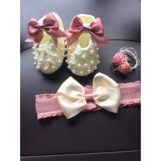 Set giày len +băng đô+vòng tay cho bé gái