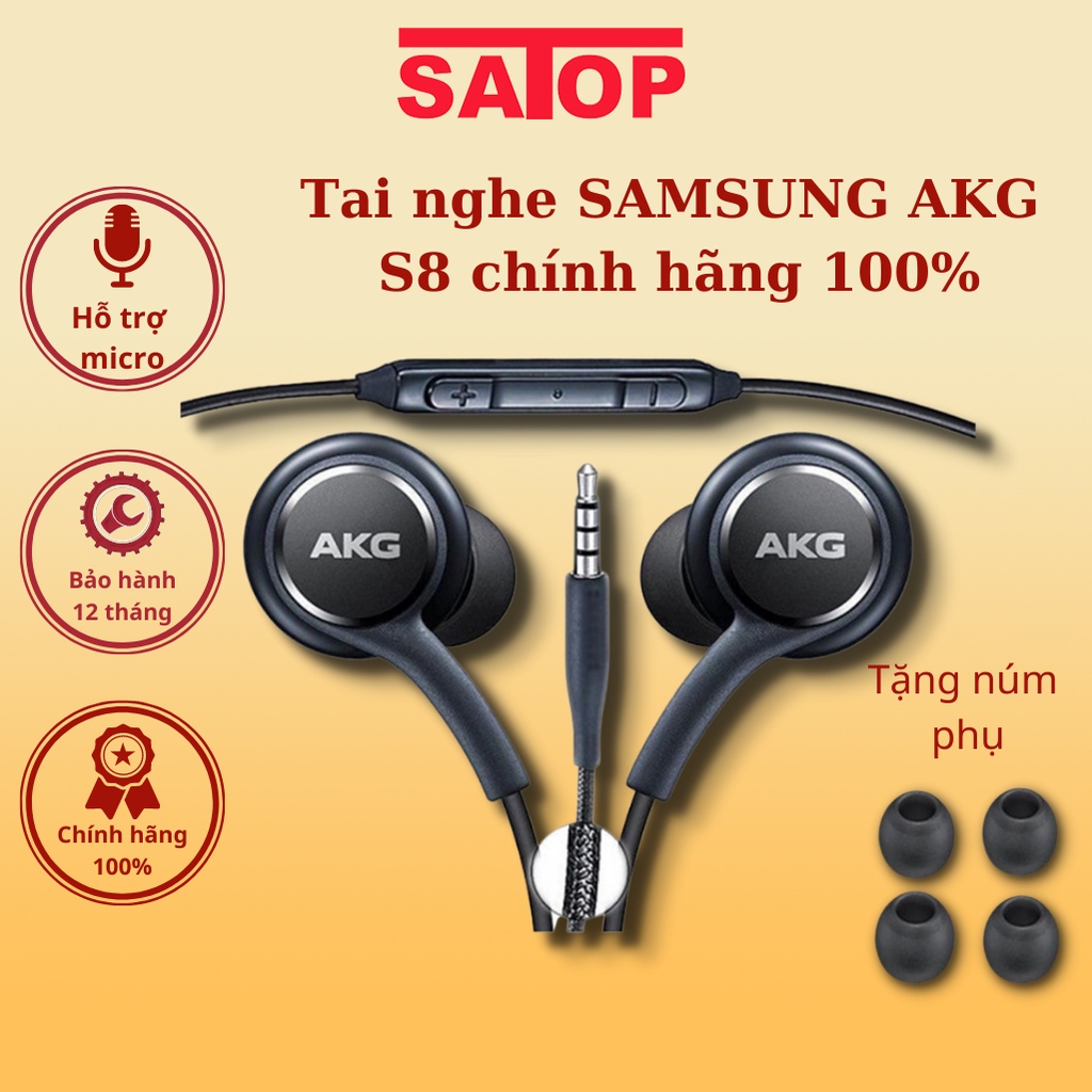 Tai nghe nhét tai Samsung AKG S8 S10 chính hãng tai phone gaming jack 3.5mm tặng kèm 4 núm phụ - SATOP OFFICIAL