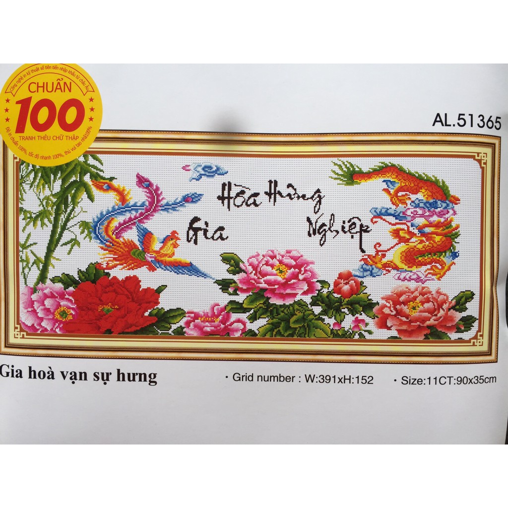 Tranh thêu chữ thập Hòa Hưng Gia Nghiệp 51365 (90X35CM) chưa thêu