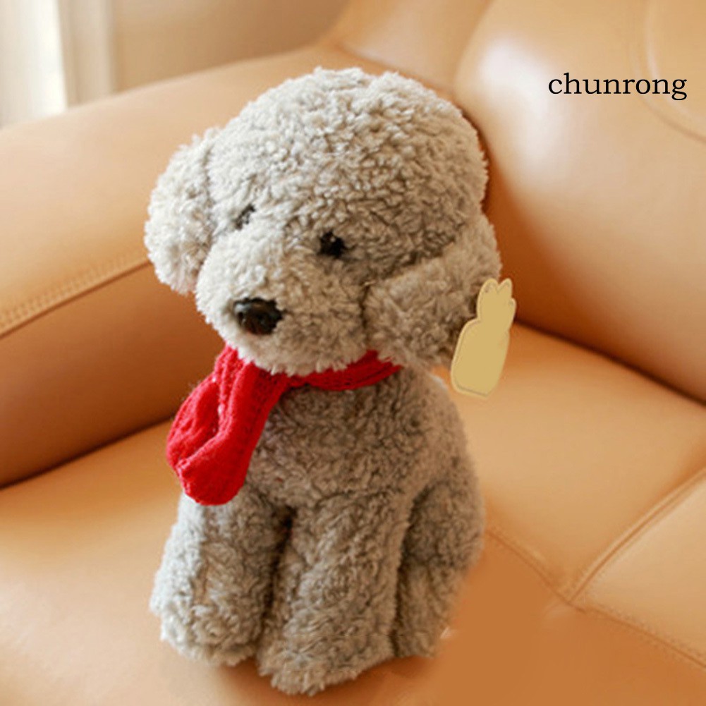 CR+Cute Standing Poodle Dog Wear Scarf Soft Plush Stuffed Doll Kids Toy Home Decor