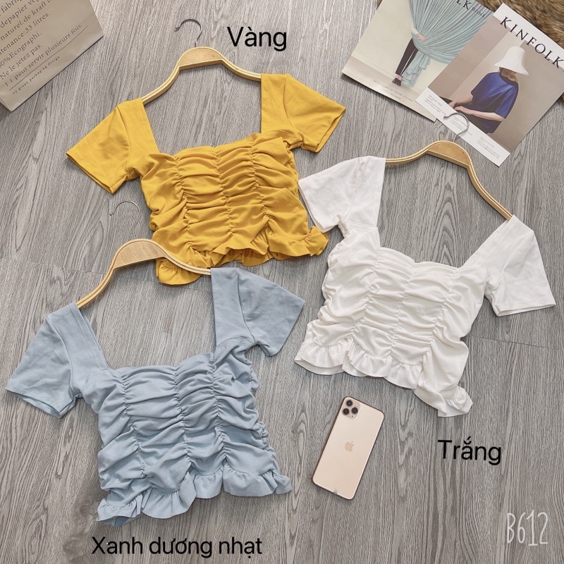 Áo croptop body nhún chất vải co giãn 4 chiều lên From chuẩn dáng | BigBuy360 - bigbuy360.vn