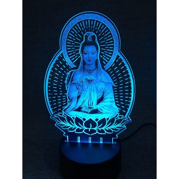 Đèn ngủ led 3D 16 màu HÌNH PHẬT QUAN ÂM BỒ TÁT, khắc hình theo yêu cầu, quà tặng kỉ niệm, để bàn, trang trí xe ô tô