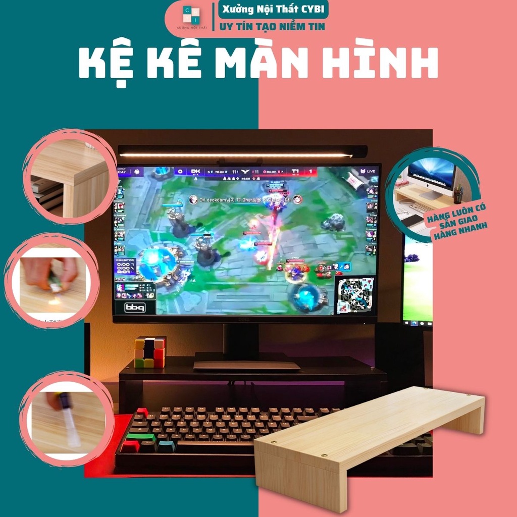 Kệ Để Máy Tính, Kệ Kê Máy Tính LẮP SẴN Đa Chức Năng Dùng Để Kê Sách, Màn Hình Máy Tính CYBI.