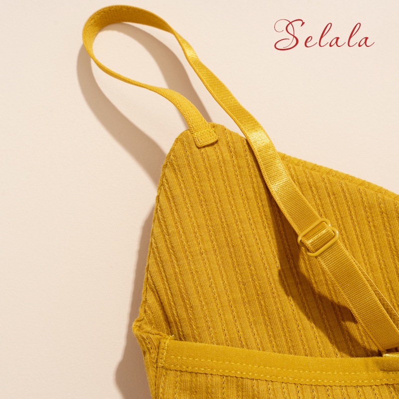 Áo Bra Cotton Selala Không Gọng Đệm Mỏng Thắt Nơ 2 Dây BR04