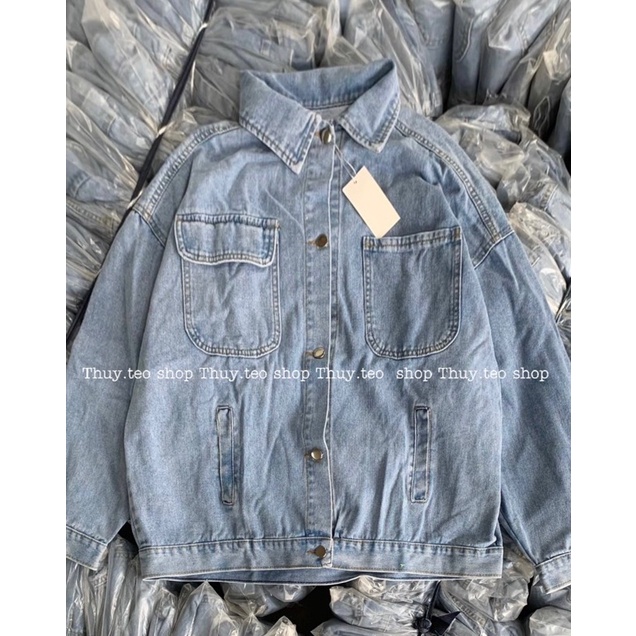 Áo khoác jean tag da dày dặn - Áo khoác jean nữ oversize hàng quảng Châu