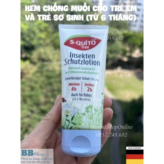 Chống muỗi và côn trùng cắn S-quito free Insekten schutzlotion cho trẻ sơ sinh và trẻ em. Hàng nội địa Đức