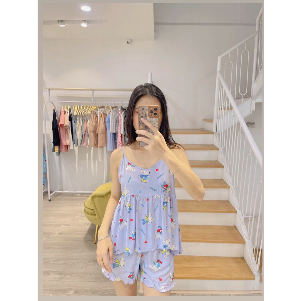Bộ ngủ 2 dây babydoll quần đùi vài lanh nhiều màu