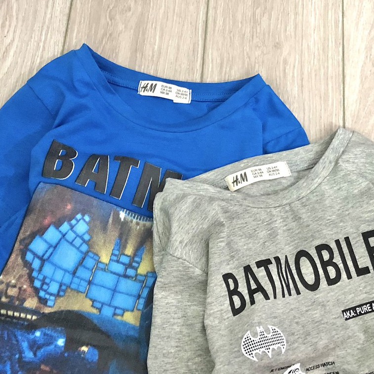 [Rẻ Vô Địch] Áo thun cộc tay bé trai - Set 2 áo cộc tay Hm Batman chất cotton cho bé trai size 2-10t