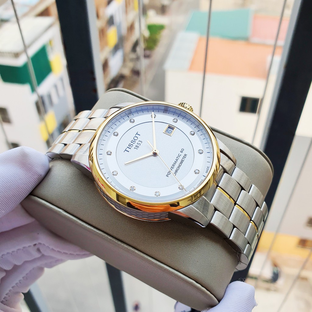 Đồng hồ Nam chính hãng Tissot Luxury Powermatic 80 T086.408.22.036.00 Size 41,Demi vàng,Mặt trắng-Máy cơ-Dây kim loại