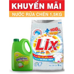 Bột giặt Lix Extra hương Hoa (trắng)5.5 kg - 6kg (tặng nước rửa chén yes 1.4 kg)