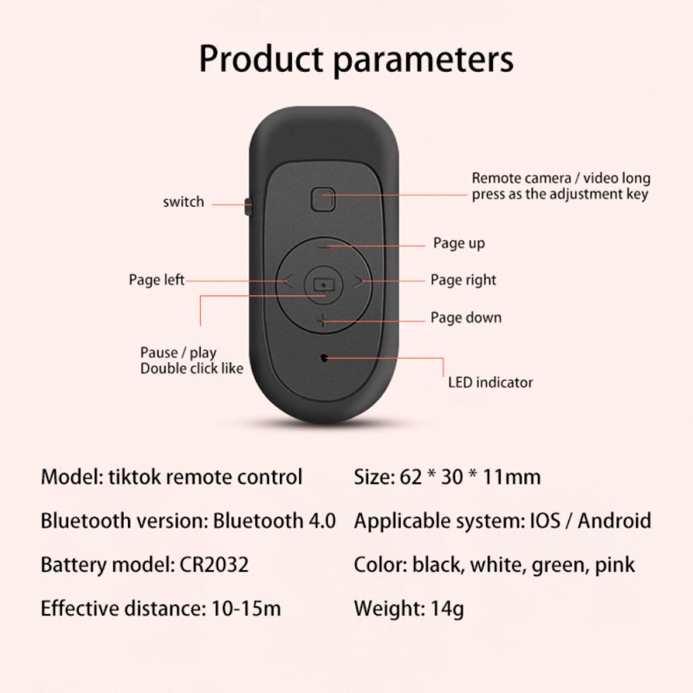 MALCOLM Online Bluetooth Remote Control Videos Remote Photo Remote Controller Camera Controller Take Photos Take Pictures Video Smart Remote Multifunctional Wirless Tik Tok Remote/Multicolor