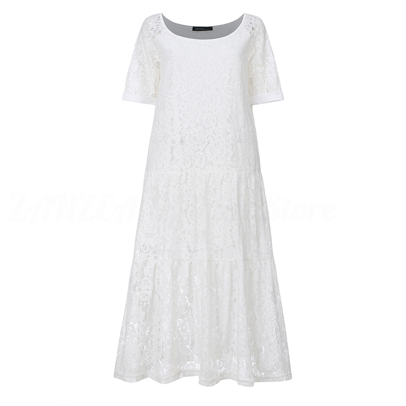 Đầm Maxi ZANZEA Dành Cho Nữ Tay Lỡ Phối Ren Thời Trang