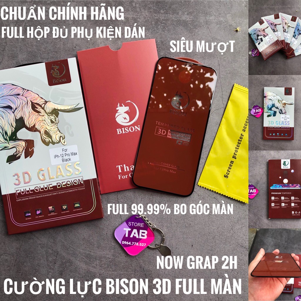 Cường Lực BISON 3D Full Màn 99% Siêu Mượt - Chính Hãng