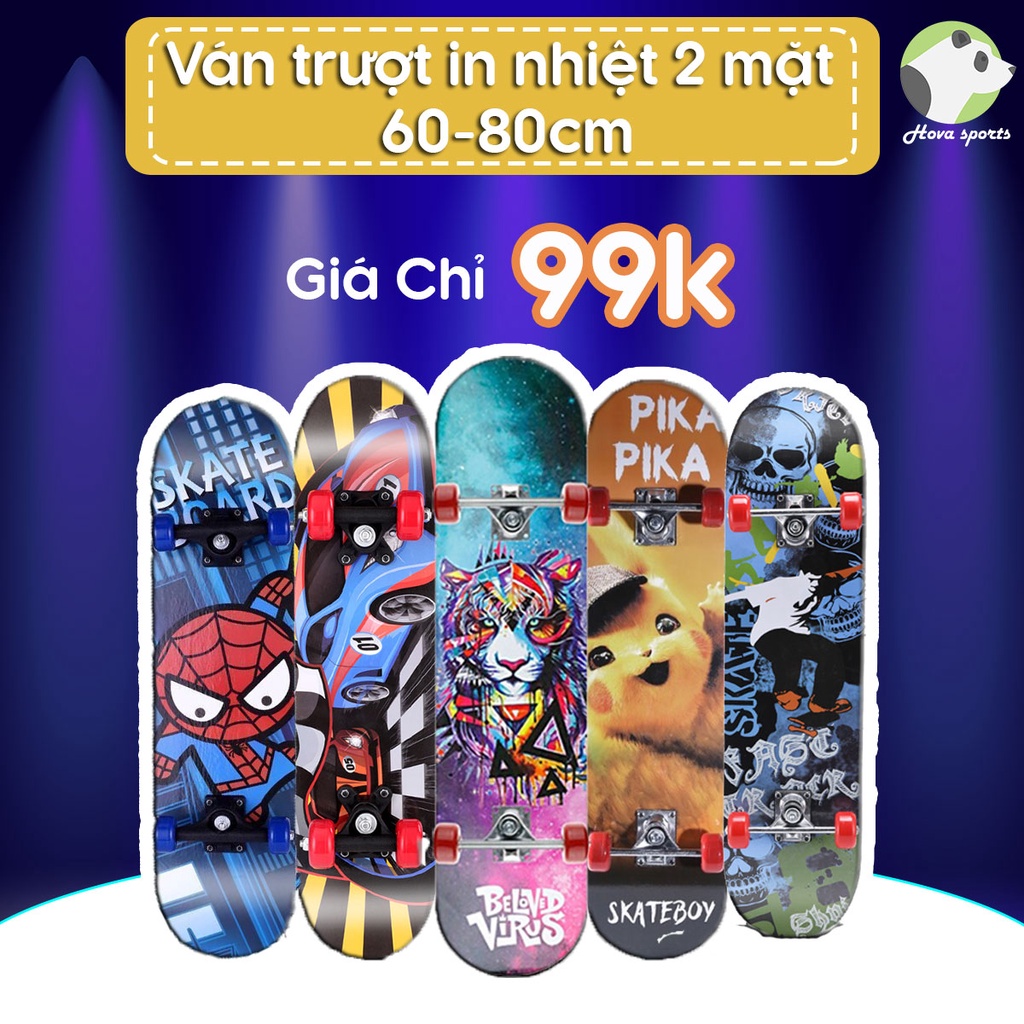 Ván trượt thể thao in hình dành cho trẻ em gỗ phong ép 60cm