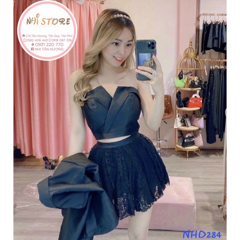 [FREESHIP 50K] Áo Croptop Cup Ngực Cổ Vest Kèm Áo Khoác Vest Tay Lửng Trẻ Trung Năng Động NHISTORE Freesize Dưới 58k