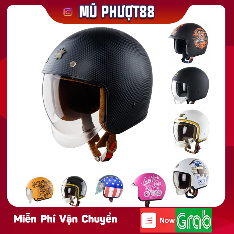 Mũ Royal M139 kính âm vân cacbon chống xước và các màu lựa chọn