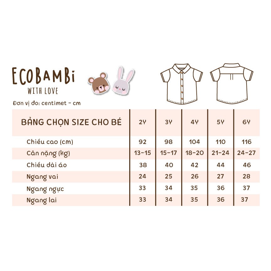 Áo sơ mi bé trai linen tay ngắn Ecobambi