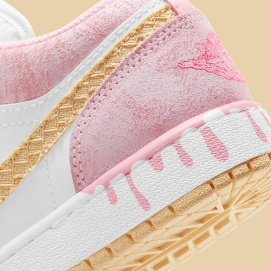 Giày Jordan low paint drip màu hồng, Giày sneaker jodan nữ hồng giọt sơn siêu hot Full Box Bill xả- .