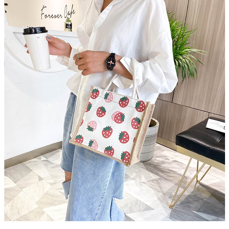 Túi Xách Đeo Vai JASMIN NOIR Chất Liệu Canvas Dáng Vuông Lớn Họa Tiết Dễ Thương Bắt Mắt