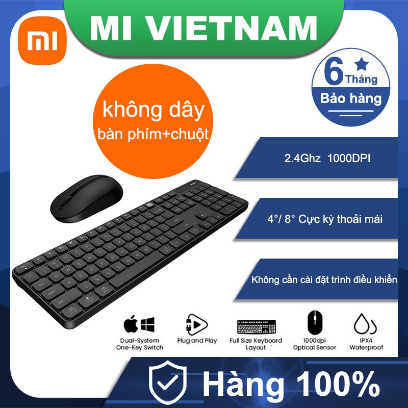 Bộ Bàn Phím và chuột Không Dây Xiaomi không cần cài đặt lập trình 2.4Ghz Keyboard and Mouse Set