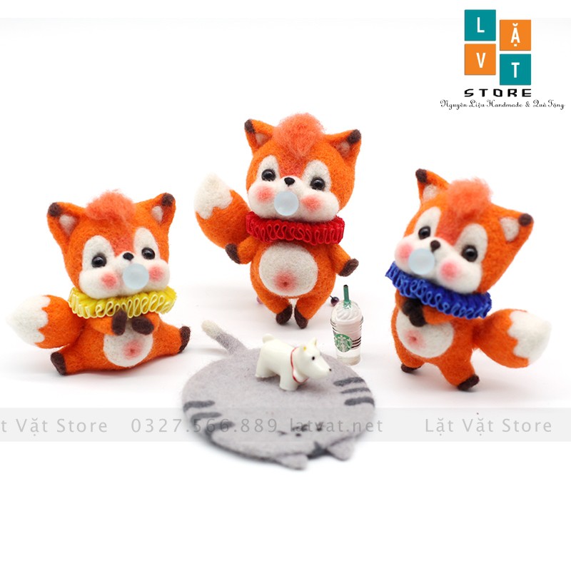 [MỚI] Cáo Con Cute bằng len chọc siêu Cute Có hướng dẫn, Quà Tặng Handmade, DIY, Needle felting Fox