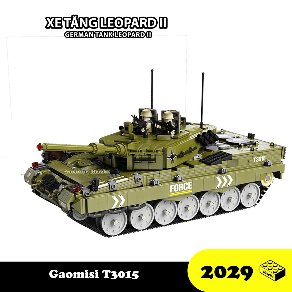 Đồ chơi Lắp ráp Xe Tăng Đức Leopard II, Gaomisi T3015 Amored Tank, Xếp hình thông minh, Mô hình quân sự [2029 mảnh ghép]