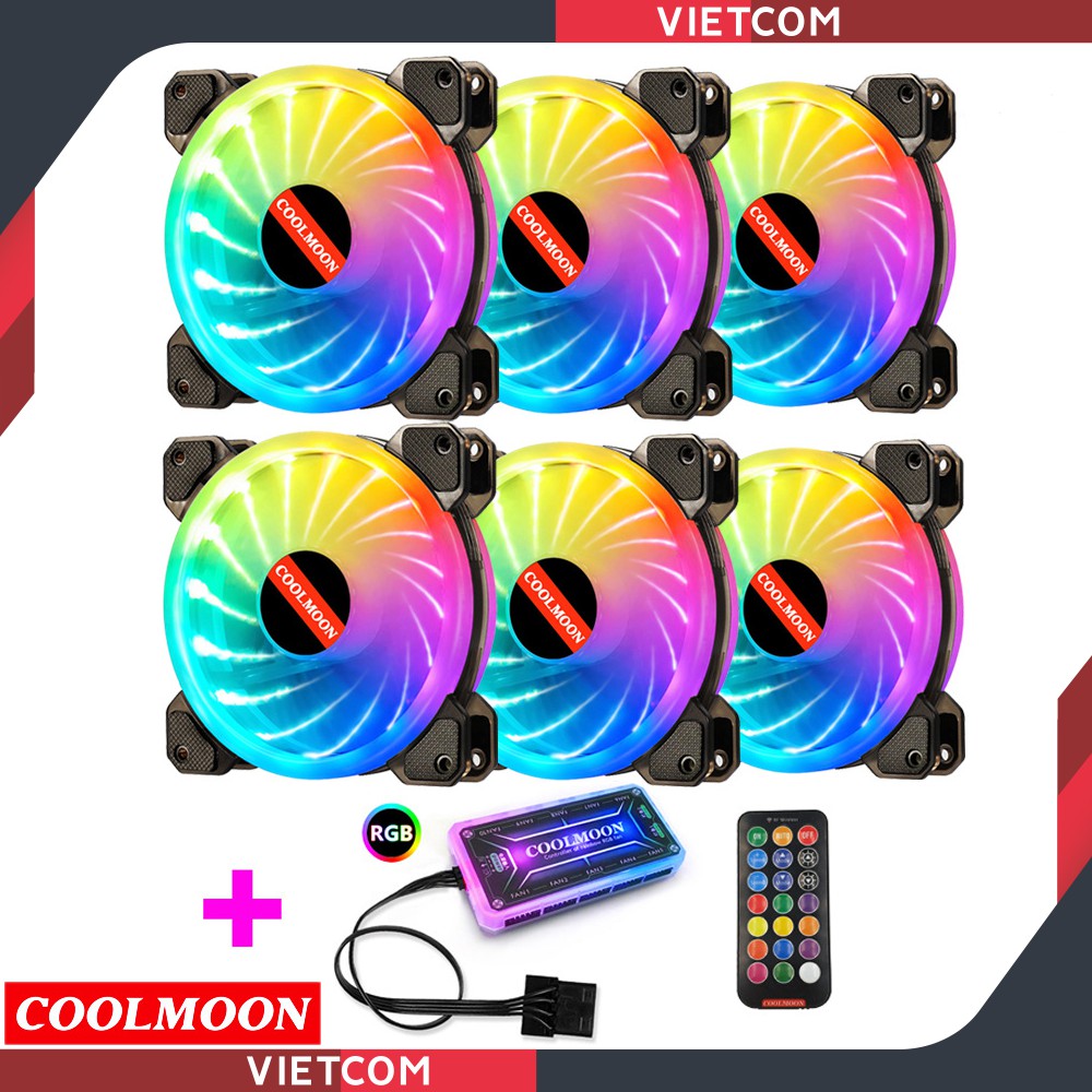 [ 10 MẪU - 50 COMBO ] Fan Led RGB Coolmoon + Bộ Hub Coolmoon & Remote - LED RGB 16 Triệu Màu, 366 Hiệu Ứng