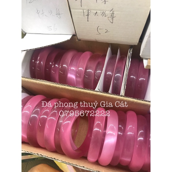 Vòng tay đá mắt mèo hồng Đá phong thuỷ Gia Cát