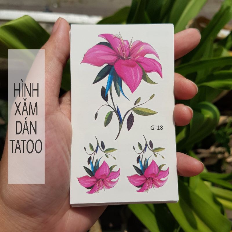 Hình xăm hoa nghệ thuật g18. Xăm dán tatoo mini tạm thời, size &lt;10x6cm