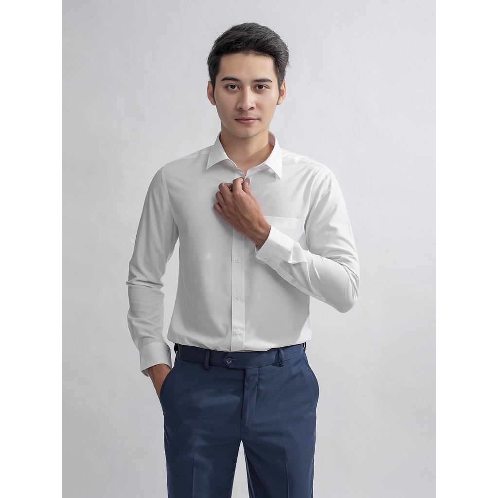 Áo sơ mi nam dài tay màu trắng vân sen WHITE LOTUS ARISTINO chất liệu cao cấp | BigBuy360 - bigbuy360.vn