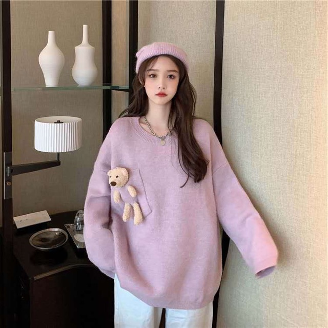 ÁO LEN TÚI NGỰC GẮN GẤU BÔNG
