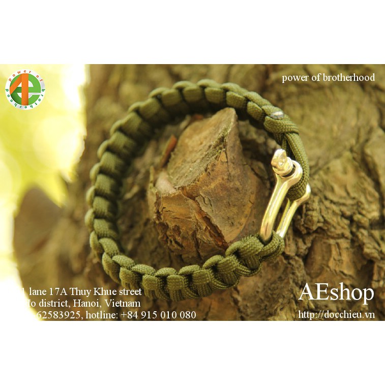 Vòng tay cứu sinh dây dù tết 7 lõi khóa thép không rỉ